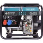Könner & Söhnen – 456 cm³ 6,5 kW Dieselgenerator – VTS 230/400 V-System – 7 Stunden Laufzeit bei 50 % Last – 5500 W einphasig – 6500 W dreiphasig